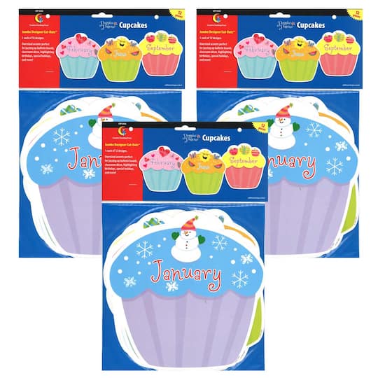 Creative Teaching Press&#xAE; Month Cupcakes Cut-Outs, 3 Packs of 12